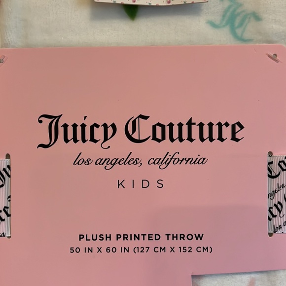 Juicy Couture White Blanket with Floral and Cherry Design - Picture 2 of 3